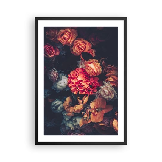 Obraz - Plakat - Jak u holenderskich mistrzów - 50x70cm - Bukiet Kwiatów Kwiaty Róże - Nowoczesny modny obraz Plakat czarna rama ARTTOR ARTTOR