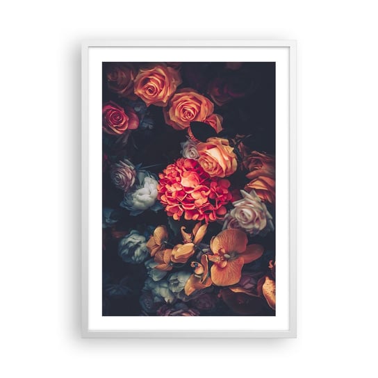 Obraz - Plakat - Jak u holenderskich mistrzów - 50x70cm - Bukiet Kwiatów Kwiaty Róże - Nowoczesny modny obraz Plakat rama biała ARTTOR ARTTOR