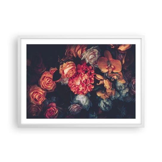 Obraz - Plakat - Jak u holenderskich mistrzów - 70x50cm - Bukiet Kwiatów Kwiaty Róże - Nowoczesny modny obraz Plakat rama biała ARTTOR ARTTOR