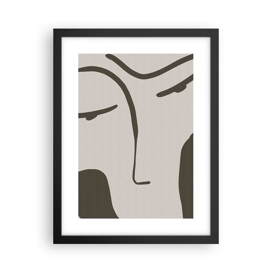 Obraz - Plakat - Jak z obrazu Modiglianiego - 30x40cm - Minimalizm Portret Kontur - Foto Plakaty na ścianę w czarnej ramie - Plakat do Salonu Sypialni ARTTOR ARTTOR