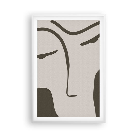 Obraz - Plakat - Jak z obrazu Modiglianiego - 61x91cm - Minimalizm Portret Kontur - Foto Plakaty na ścianę w ramie białej - Plakat do Salonu Sypialni ARTTOR ARTTOR