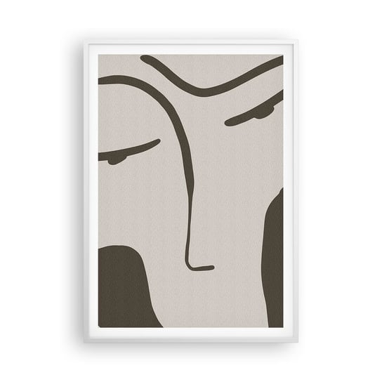 Obraz - Plakat - Jak z obrazu Modiglianiego - 70x100cm - Minimalizm Portret Kontur - Foto Plakaty w ramie koloru białego do Salonu Sypialni ARTTOR ARTTOR