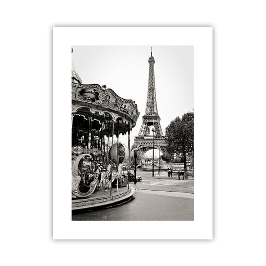 Obraz - Plakat - Jak zabawa, to tylko w Paryżu - 30x40cm - Karuzela Wieża Eiffla Paryż - Foto Plakaty na ścianę bez ramy - Plakat do Salonu Sypialni ARTTOR ARTTOR