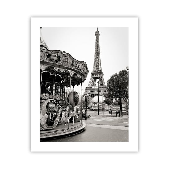 Obraz - Plakat - Jak zabawa, to tylko w Paryżu - 40x50cm - Karuzela Wieża Eiffla Paryż - Foto Plakaty bez ramy do Salonu Sypialni ARTTOR ARTTOR