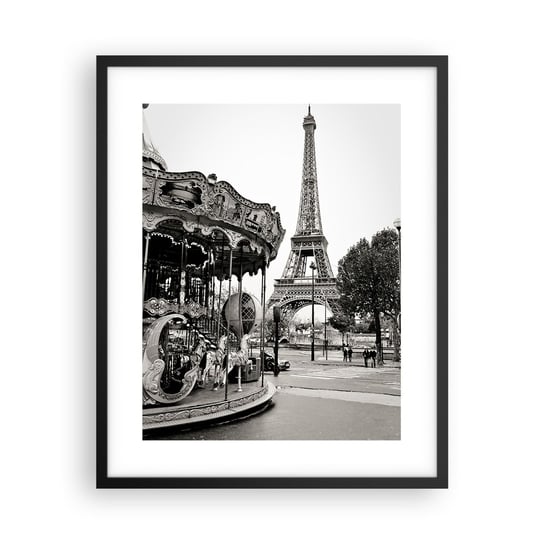 Obraz - Plakat - Jak zabawa, to tylko w Paryżu - 40x50cm - Karuzela Wieża Eiffla Paryż - Foto Plakaty w ramie koloru czarnego do Salonu Sypialni ARTTOR ARTTOR