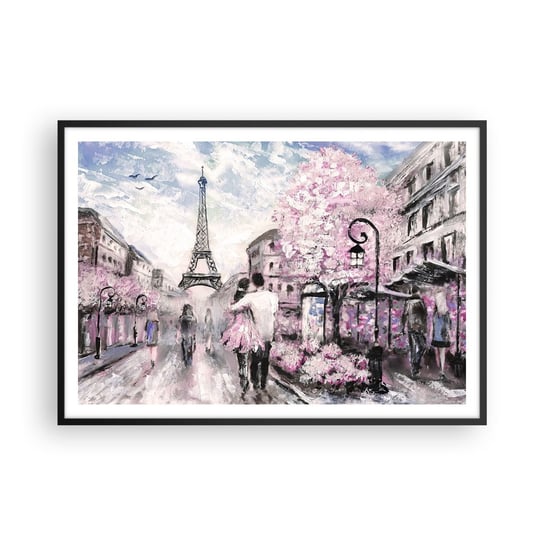 Obraz - Plakat - Jak zakochac się, to tylko w… - 100x70cm - Miasto Wieża Eiffla Paryż - Foto Plakaty w ramie koloru czarnego do Salonu Sypialni ARTTOR ARTTOR