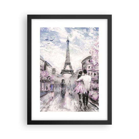 Obraz - Plakat - Jak zakochac się, to tylko w… - 30x40cm - Miasto Wieża Eiffla Paryż - Foto Plakaty na ścianę w czarnej ramie - Plakat do Salonu Sypialni ARTTOR ARTTOR