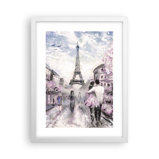 Obraz - Plakat - Jak zakochac się, to tylko w… - 30x40cm - Miasto Wieża Eiffla Paryż - Foto Plakaty na ścianę w ramie białej - Plakat do Salonu Sypialni ARTTOR ARTTOR
