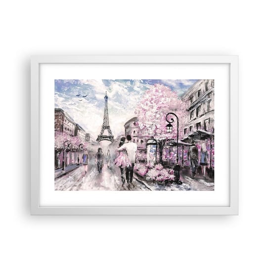 Obraz - Plakat - Jak zakochac się, to tylko w… - 40x30cm - Miasto Wieża Eiffla Paryż - Foto Plakaty na ścianę w ramie białej - Plakat do Salonu Sypialni ARTTOR ARTTOR