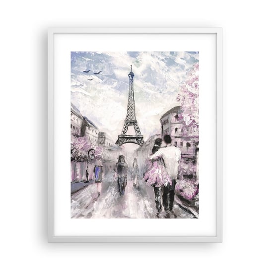 Obraz - Plakat - Jak zakochac się, to tylko w… - 40x50cm - Miasto Wieża Eiffla Paryż - Foto Plakaty w ramie koloru białego do Salonu Sypialni ARTTOR ARTTOR