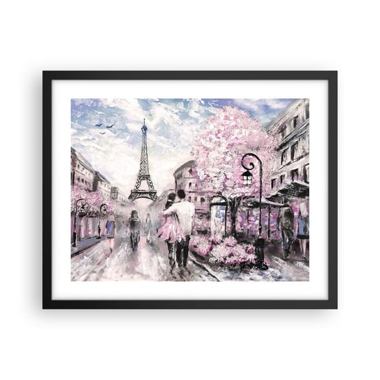 Obraz - Plakat - Jak zakochac się, to tylko w… - 50x40cm - Miasto Wieża Eiffla Paryż - Foto Plakaty w ramie koloru czarnego do Salonu Sypialni ARTTOR ARTTOR
