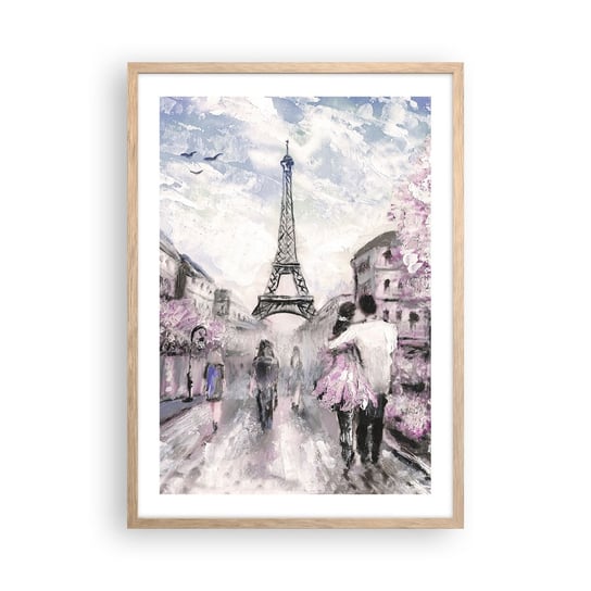 Obraz - Plakat - Jak zakochac się, to tylko w… - 50x70cm - Miasto Wieża Eiffla Paryż - Nowoczesny modny obraz Plakat rama jasny dąb ARTTOR ARTTOR