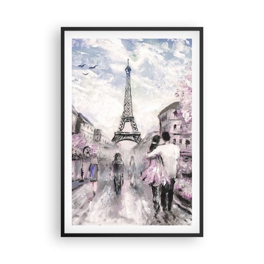 Obraz - Plakat - Jak zakochac się, to tylko w… - 61x91cm - Miasto Wieża Eiffla Paryż - Foto Plakaty na ścianę w czarnej ramie - Plakat do Salonu Sypialni ARTTOR ARTTOR