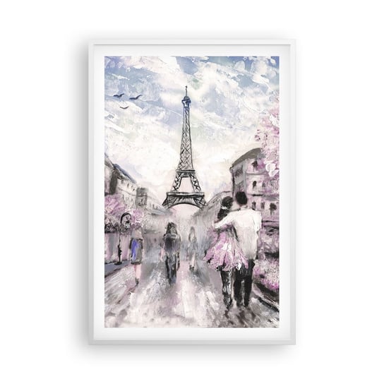 Obraz - Plakat - Jak zakochac się, to tylko w… - 61x91cm - Miasto Wieża Eiffla Paryż - Foto Plakaty na ścianę w ramie białej - Plakat do Salonu Sypialni ARTTOR ARTTOR