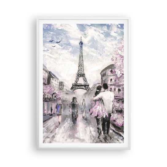 Obraz - Plakat - Jak zakochac się, to tylko w… - 70x100cm - Miasto Wieża Eiffla Paryż - Foto Plakaty w ramie koloru białego do Salonu Sypialni ARTTOR ARTTOR