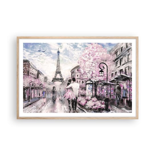 Obraz - Plakat - Jak zakochac się, to tylko w… - 91x61cm - Miasto Wieża Eiffla Paryż - Foto Plakaty na ścianę w ramie jasny dąb - Plakat do Salonu Sypialni ARTTOR ARTTOR