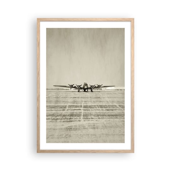 Obraz - Plakat - Jak zawsze gotowy - 50x70cm - Samolot Wojskowy Lotnisko Bombowiec - Nowoczesny modny obraz Plakat rama jasny dąb ARTTOR ARTTOR