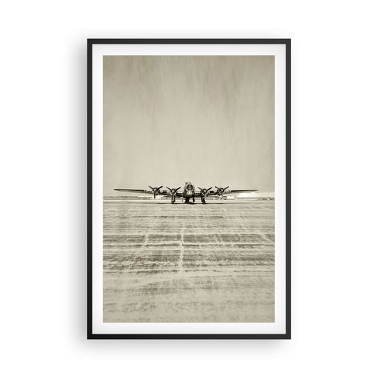 Obraz - Plakat - Jak zawsze gotowy - 61x91cm - Samolot Wojskowy Lotnisko Bombowiec - Foto Plakaty na ścianę w czarnej ramie - Plakat do Salonu Sypialni ARTTOR ARTTOR
