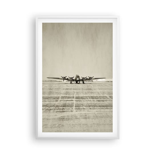 Obraz - Plakat - Jak zawsze gotowy - 61x91cm - Samolot Wojskowy Lotnisko Bombowiec - Foto Plakaty na ścianę w ramie białej - Plakat do Salonu Sypialni ARTTOR ARTTOR
