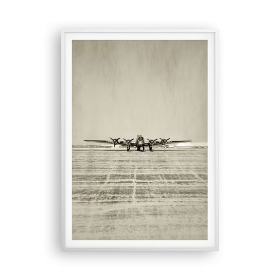 Obraz - Plakat - Jak zawsze gotowy - 70x100cm - Samolot Wojskowy Lotnisko Bombowiec - Foto Plakaty w ramie koloru białego do Salonu Sypialni ARTTOR ARTTOR