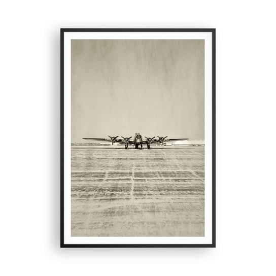 Obraz - Plakat - Jak zawsze gotowy - 70x100cm - Samolot Wojskowy Lotnisko Bombowiec - Foto Plakaty w ramie koloru czarnego do Salonu Sypialni ARTTOR ARTTOR