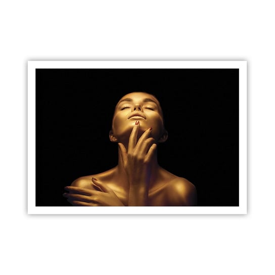 Obraz - Plakat - Jak złoty jedwab - 100x70cm - Kobieta Twarz Kobiety Ciało - Foto Plakaty bez ramy na ścianę do Salonu Sypialni ARTTOR ARTTOR