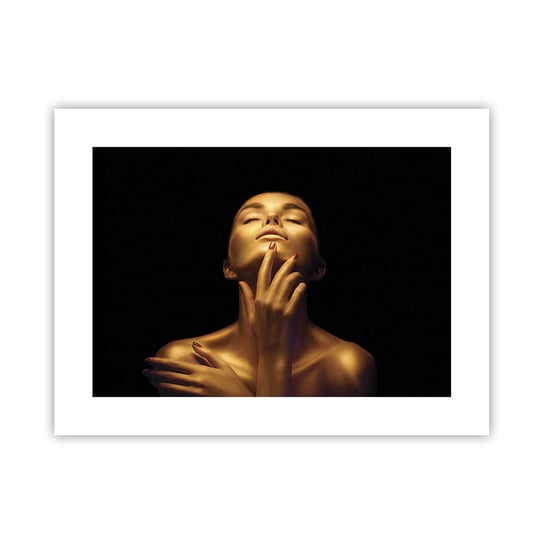Obraz - Plakat - Jak złoty jedwab - 40x30cm - Kobieta Twarz Kobiety Ciało - Foto Plakaty na ścianę bez ramy - Plakat do Salonu Sypialni ARTTOR ARTTOR