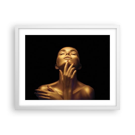 Obraz - Plakat - Jak złoty jedwab - 50x40cm - Kobieta Twarz Kobiety Ciało - Foto Plakaty w ramie koloru białego do Salonu Sypialni ARTTOR ARTTOR