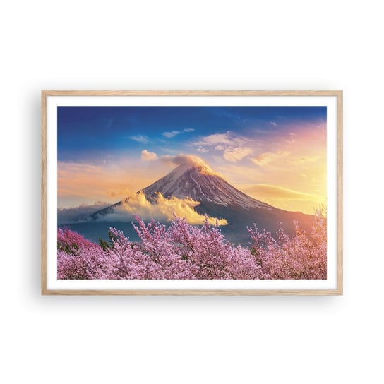 Obraz - Plakat - Japońska świętość - 91x61cm - Krajobraz Fudżi Wulkan - Foto Plakaty na ścianę w ramie jasny dąb - Plakat do Salonu Sypialni ARTTOR ARTTOR