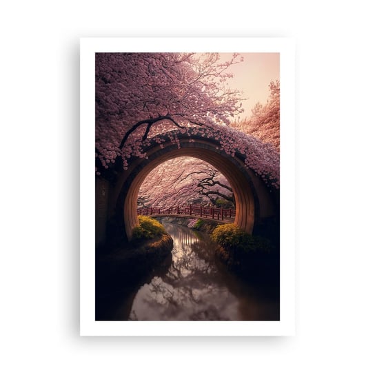 Obraz - Plakat - Japońska wiosna - 50x70cm - Most Japonia Wiśnia Japońska - Nowoczesny modny obraz Plakat bez ramy do Salonu Sypialni ARTTOR ARTTOR