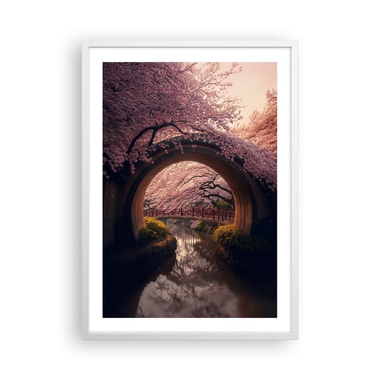 Obraz - Plakat - Japońska wiosna - 50x70cm - Most Japonia Wiśnia Japońska - Nowoczesny modny obraz Plakat rama biała ARTTOR ARTTOR