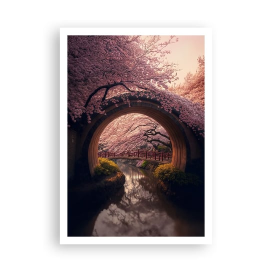 Obraz - Plakat - Japońska wiosna - 70x100cm - Most Japonia Wiśnia Japońska - Foto Plakaty bez ramy na ścianę do Salonu Sypialni ARTTOR ARTTOR