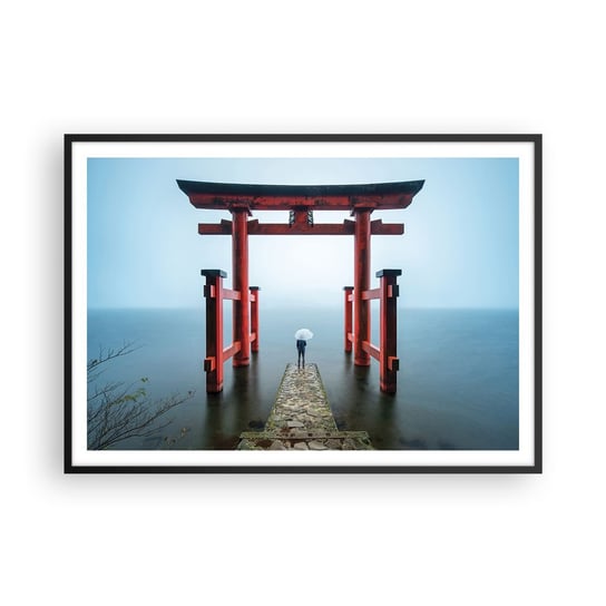 Obraz - Plakat - Japońska zaduma - 100x70cm - Azja Świątynia Hakone Japonia - Foto Plakaty w ramie koloru czarnego do Salonu Sypialni ARTTOR ARTTOR