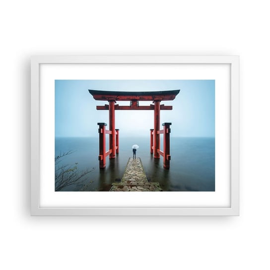 Obraz - Plakat - Japońska zaduma - 40x30cm - Azja Świątynia Hakone Japonia - Foto Plakaty na ścianę w ramie białej - Plakat do Salonu Sypialni ARTTOR ARTTOR