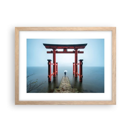 Obraz - Plakat - Japońska zaduma - 40x30cm - Azja Świątynia Hakone Japonia - Foto Plakaty na ścianę w ramie jasny dąb - Plakat do Salonu Sypialni ARTTOR ARTTOR