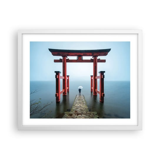 Obraz - Plakat - Japońska zaduma - 50x40cm - Azja Świątynia Hakone Japonia - Foto Plakaty w ramie koloru białego do Salonu Sypialni ARTTOR ARTTOR