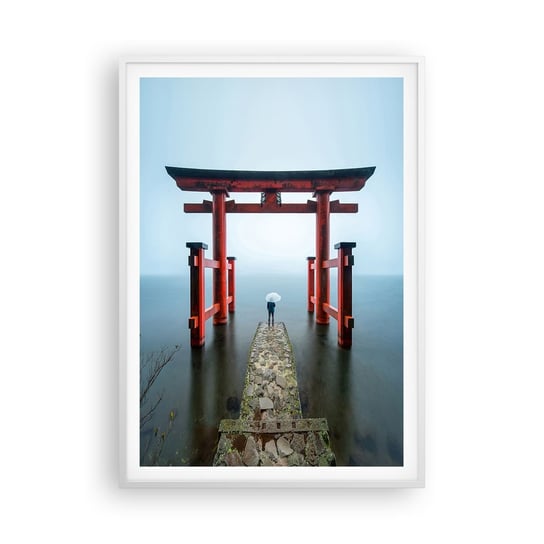 Obraz - Plakat - Japońska zaduma - 70x100cm - Azja Świątynia Hakone Japonia - Foto Plakaty w ramie koloru białego do Salonu Sypialni ARTTOR ARTTOR