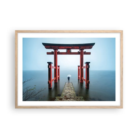 Obraz - Plakat - Japońska zaduma - 70x50cm - Azja Świątynia Hakone Japonia - Nowoczesny modny obraz Plakat rama jasny dąb ARTTOR ARTTOR