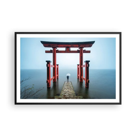 Obraz - Plakat - Japońska zaduma - 91x61cm - Azja Świątynia Hakone Japonia - Foto Plakaty na ścianę w czarnej ramie - Plakat do Salonu Sypialni ARTTOR ARTTOR