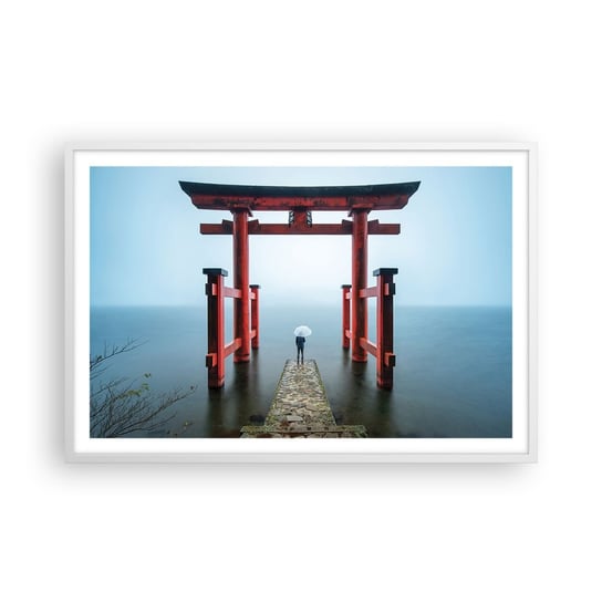 Obraz - Plakat - Japońska zaduma - 91x61cm - Azja Świątynia Hakone Japonia - Foto Plakaty na ścianę w ramie białej - Plakat do Salonu Sypialni ARTTOR ARTTOR