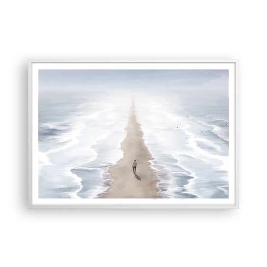 Obraz - Plakat - Jasna przyszłość - 100x70cm - Morze Jasny Plaża - Foto Plakaty w ramie koloru białego do Salonu Sypialni ARTTOR ARTTOR