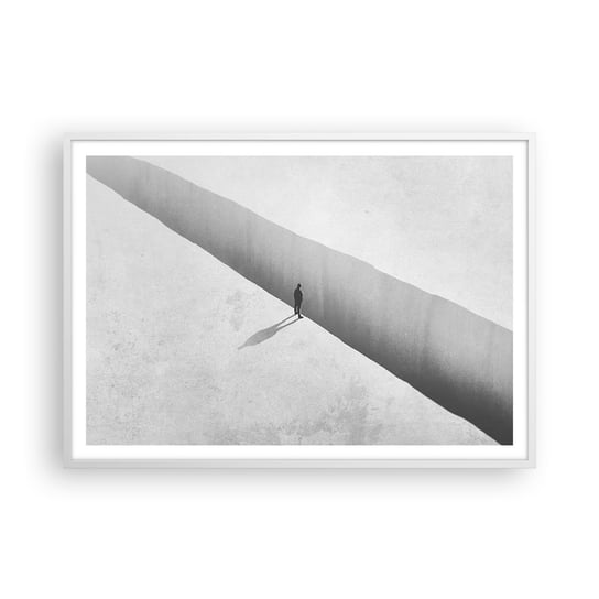 Obraz - Plakat - Jasny cel - 100x70cm - Przepaść Minimalizm Człowiek - Foto Plakaty w ramie koloru białego do Salonu Sypialni ARTTOR ARTTOR