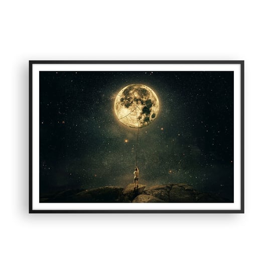 Obraz - Plakat - Jeden taki, co ukradł Księżyc - 100x70cm - Księżyc Gwiazdy Fantazja - Foto Plakaty w ramie koloru czarnego do Salonu Sypialni ARTTOR ARTTOR
