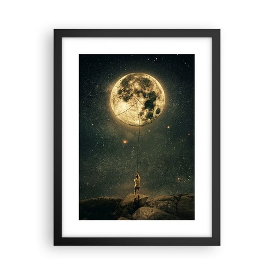 Obraz - Plakat - Jeden taki, co ukradł Księżyc - 30x40cm - Księżyc Gwiazdy Fantazja - Foto Plakaty na ścianę w czarnej ramie - Plakat do Salonu Sypialni ARTTOR ARTTOR