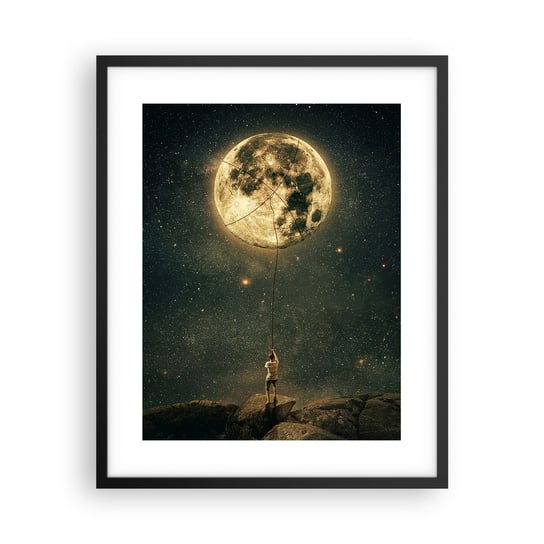 Obraz - Plakat - Jeden taki, co ukradł Księżyc - 40x50cm - Księżyc Gwiazdy Fantazja - Foto Plakaty w ramie koloru czarnego do Salonu Sypialni ARTTOR ARTTOR