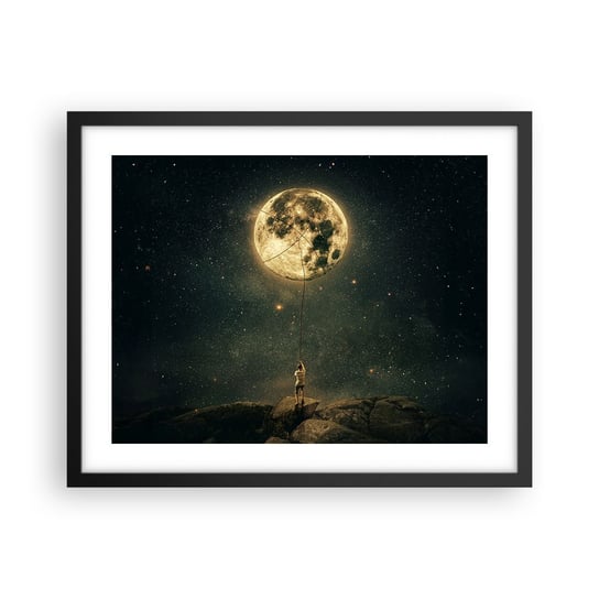 Obraz - Plakat - Jeden taki, co ukradł Księżyc - 50x40cm - Księżyc Gwiazdy Fantazja - Foto Plakaty w ramie koloru czarnego do Salonu Sypialni ARTTOR ARTTOR