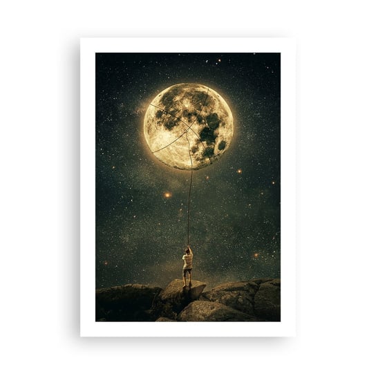 Obraz - Plakat - Jeden taki, co ukradł Księżyc - 50x70cm - Księżyc Gwiazdy Fantazja - Nowoczesny modny obraz Plakat bez ramy do Salonu Sypialni ARTTOR ARTTOR