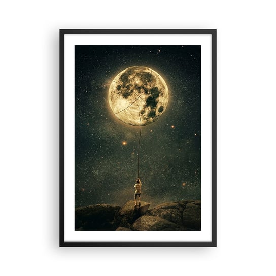 Obraz - Plakat - Jeden taki, co ukradł Księżyc - 50x70cm - Księżyc Gwiazdy Fantazja - Nowoczesny modny obraz Plakat czarna rama ARTTOR ARTTOR