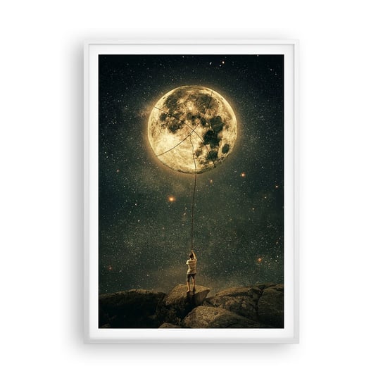 Obraz - Plakat - Jeden taki, co ukradł Księżyc - 70x100cm - Księżyc Gwiazdy Fantazja - Foto Plakaty w ramie koloru białego do Salonu Sypialni ARTTOR ARTTOR