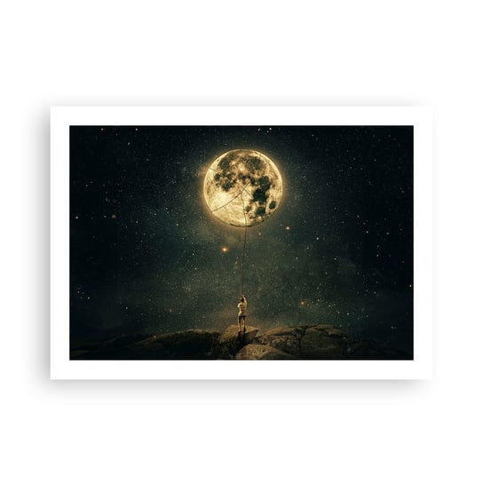 Obraz - Plakat - Jeden taki, co ukradł Księżyc - 70x50cm - Księżyc Gwiazdy Fantazja - Nowoczesny modny obraz Plakat bez ramy do Salonu Sypialni ARTTOR ARTTOR